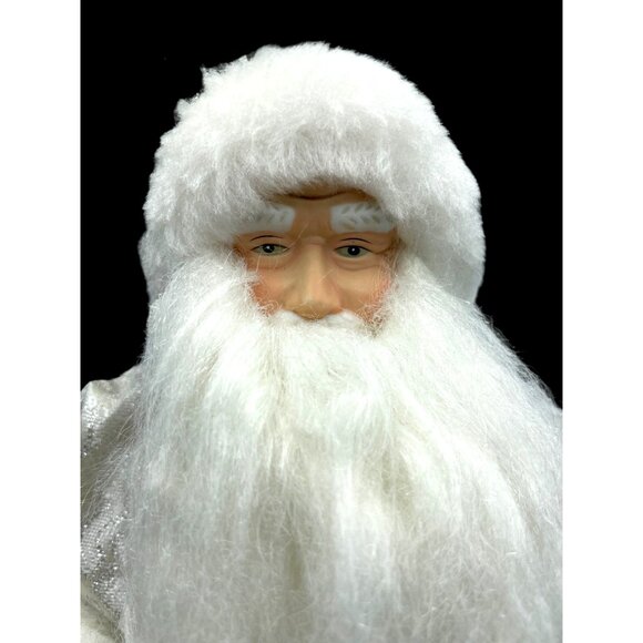 VTG White & Silver Robe Santa Claus Tree Topper Pine Cones Silver Bell  Garland - Picture 4 of 13